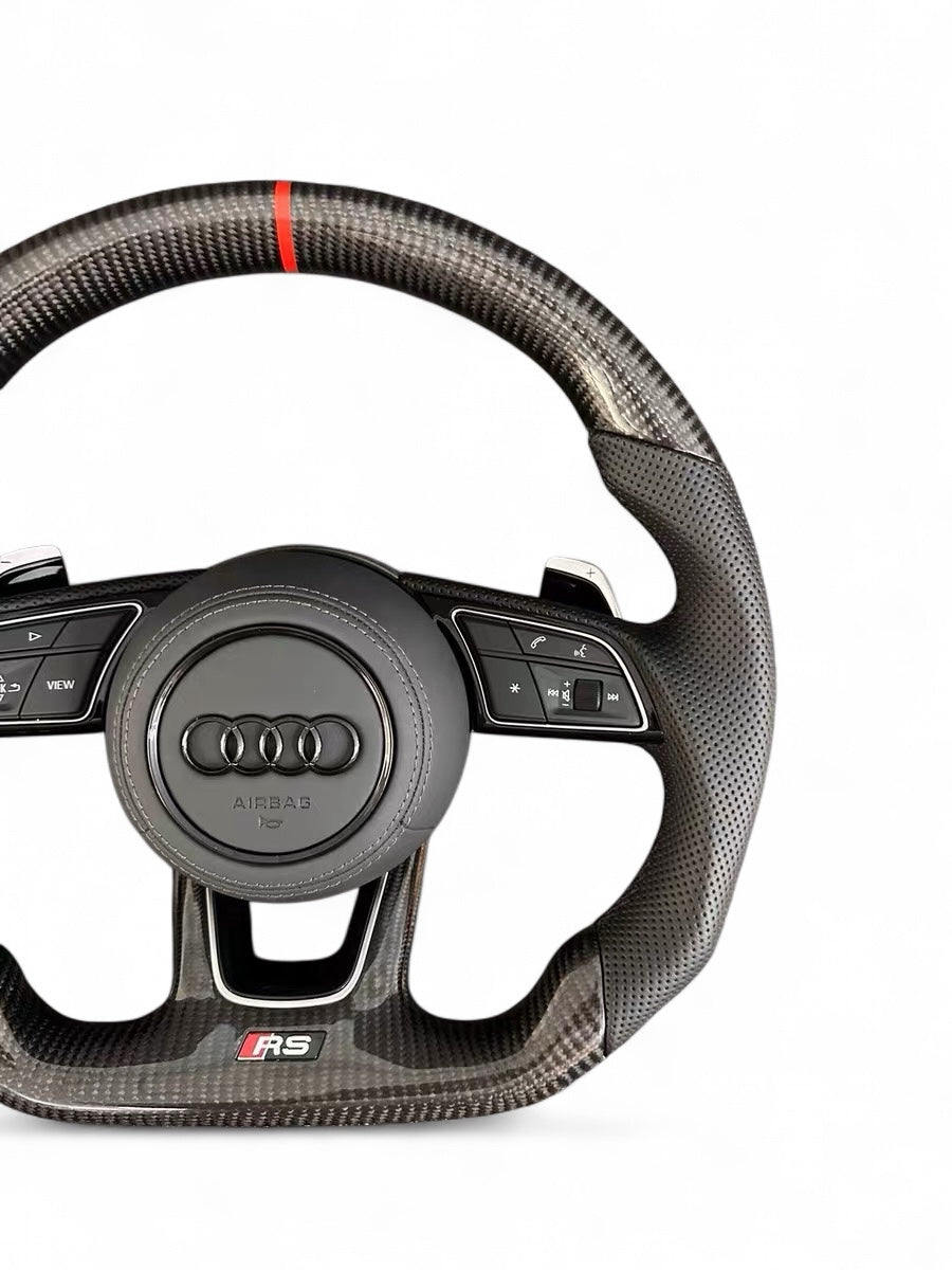 Volante Audi RS Carbonio – Pelle Nappa Riferimento Ore 12 A3 A4 A5 - Vue 3