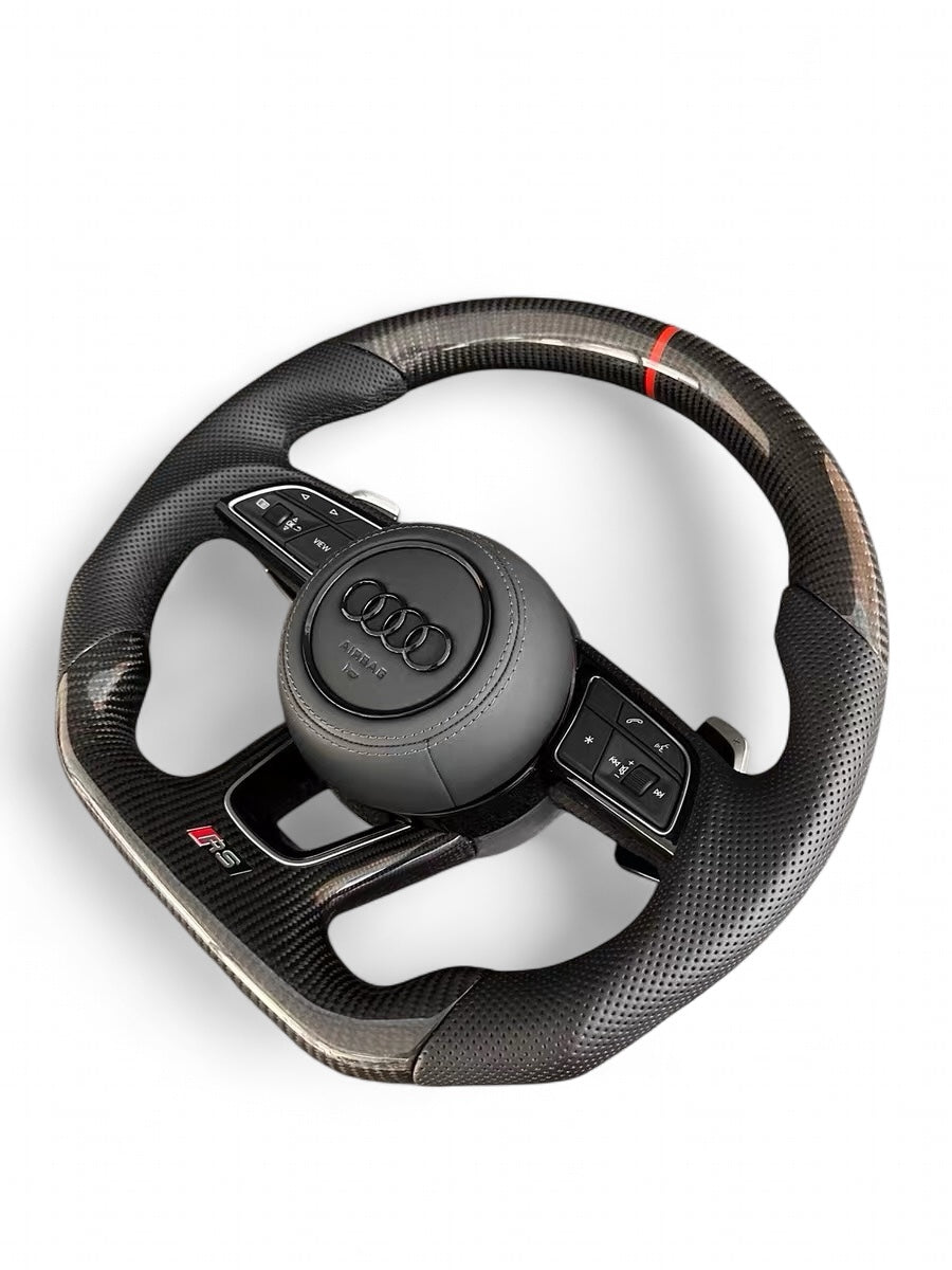 Volante Audi RS Carbonio – Pelle Nappa Riferimento Ore 12 A3 A4 A5 - Vue 6