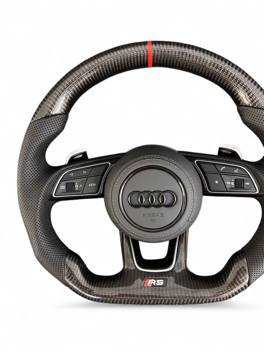 Volante Audi RS Carbonio – Pelle Nappa Riferimento Ore 12 A3 A4 A5 - Vue 2