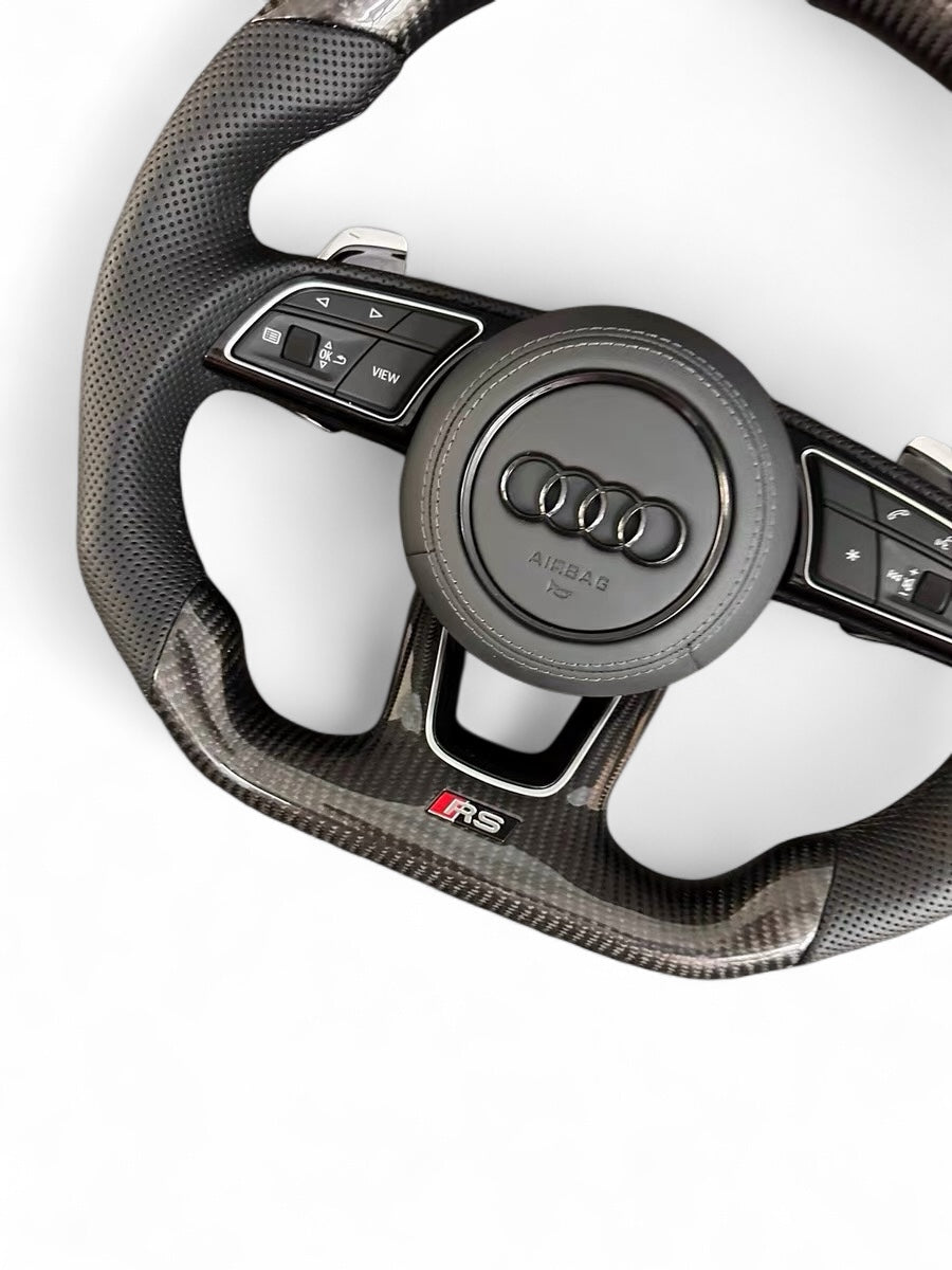 Volante Audi RS Carbonio – Pelle Nappa Riferimento Ore 12 A3 A4 A5 - Vue 5