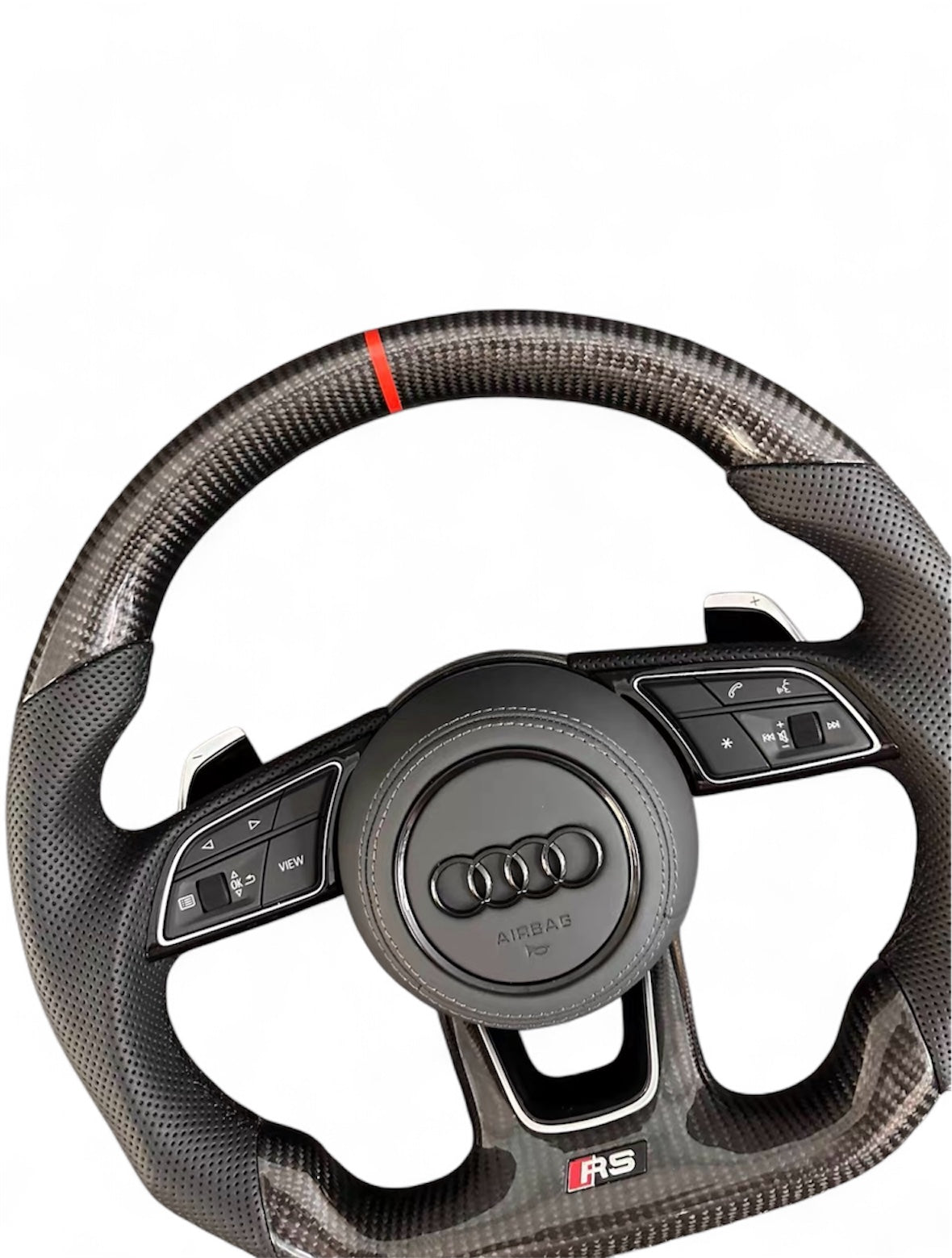 Volante Audi RS Carbonio – Pelle Nappa Riferimento Ore 12 A3 A4 A5 - Vue 4