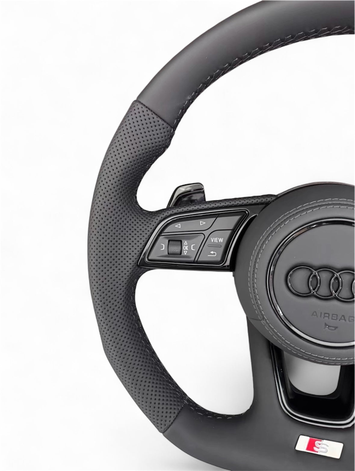 Volant Audi S-Line Multifonctions – Cuir Perforé Airbag - Vue 2