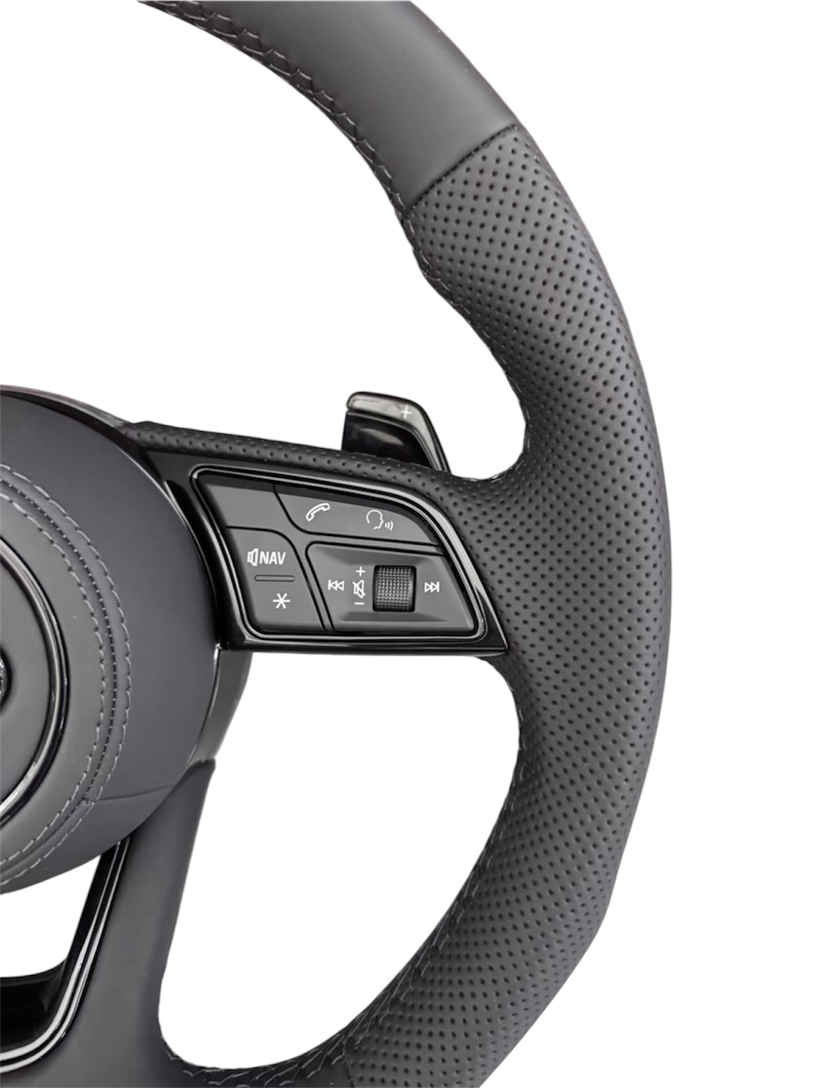 Volant Audi S-Line Multifonctions – Cuir Perforé Airbag - Vue 3