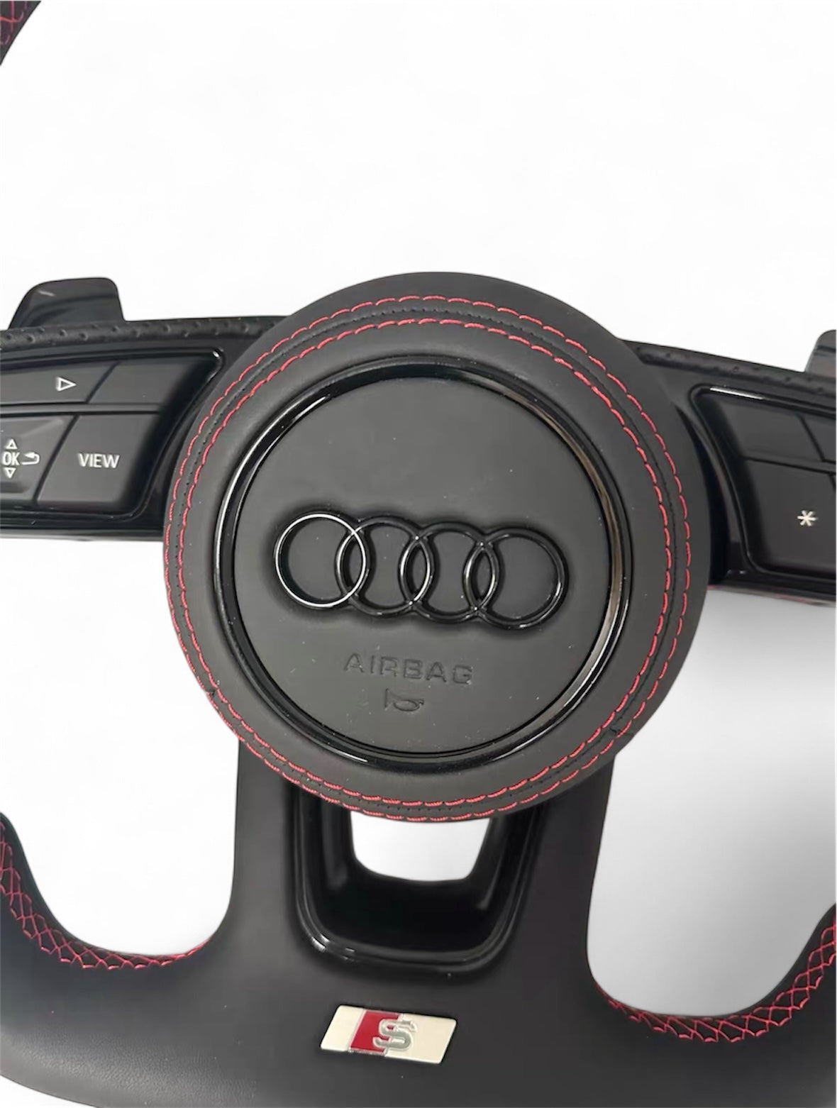 Volante Audi Sport Riferimento Ore 12 Rosso – Cuciture A3 A4 A5 - Vue 4