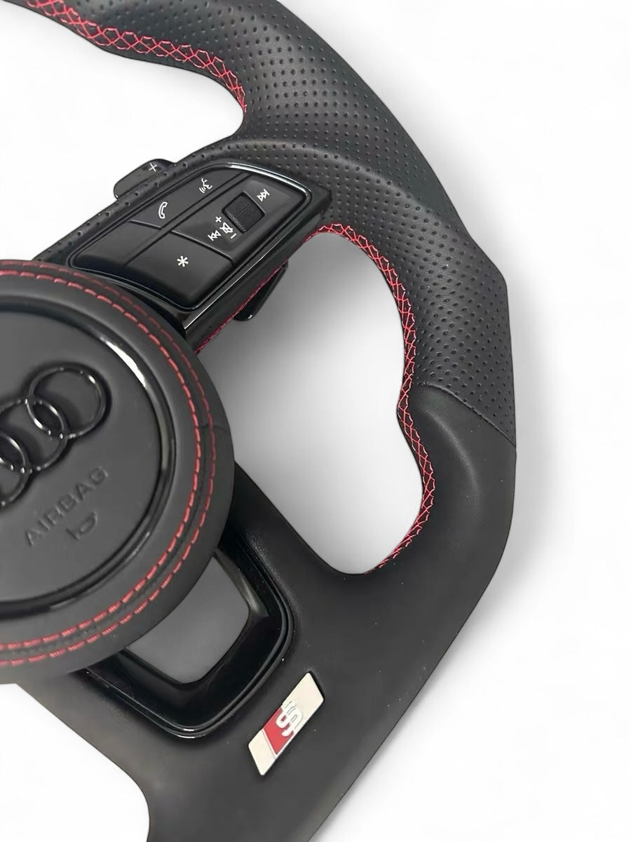 Volante Audi Sport Riferimento Ore 12 Rosso – Cuciture A3 A4 A5 - Vue 6