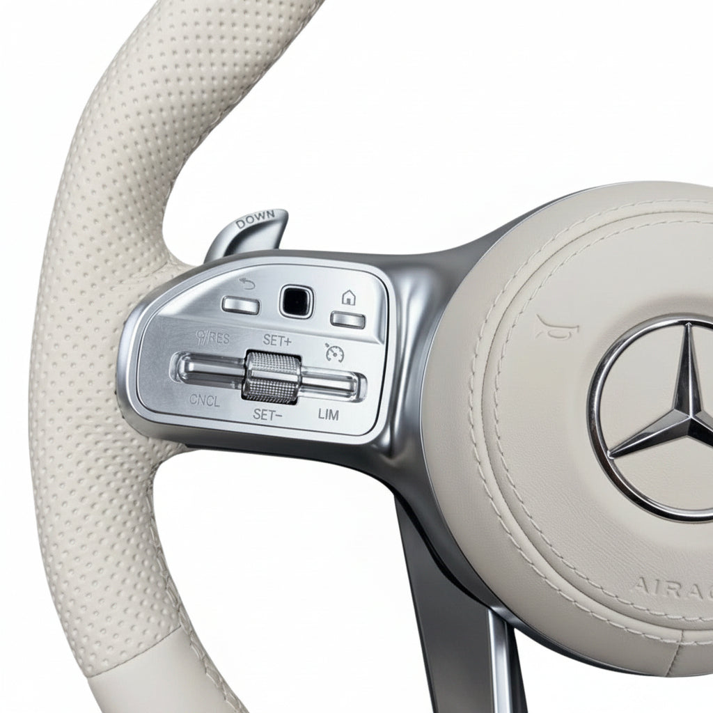 Mercedes AMG Lenkrad Beige – Perforiertes Leder Schaltwippen Airbag - Vue 2