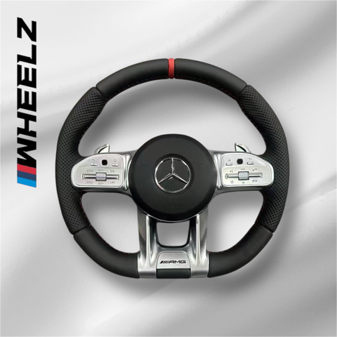 Volant Sport AMG avec Airbag – Look Performance – Surpiqûres Rouges & Palettes Silver