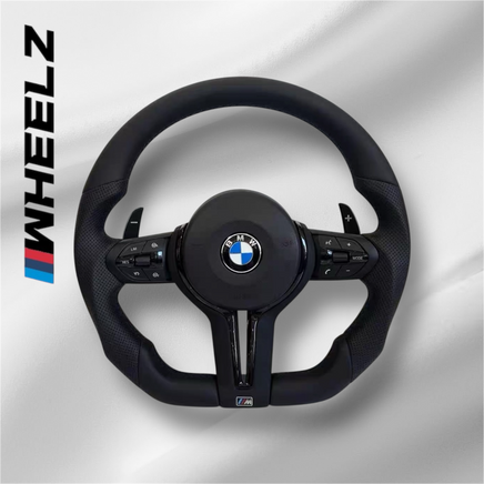 Volant BMW M Sport "Full Black" - Cuir Perforé & Surpiqûres Argentées (Châssis F et E)