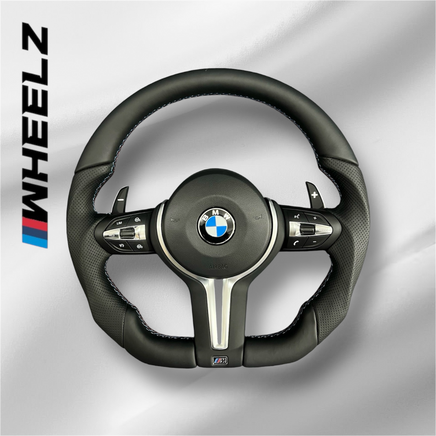Volant BMW Pack M Sport - Cuir Nappa & Perforé - Surpiqûres Grises - Complet avec Airbag & Palettes (Châssis F)