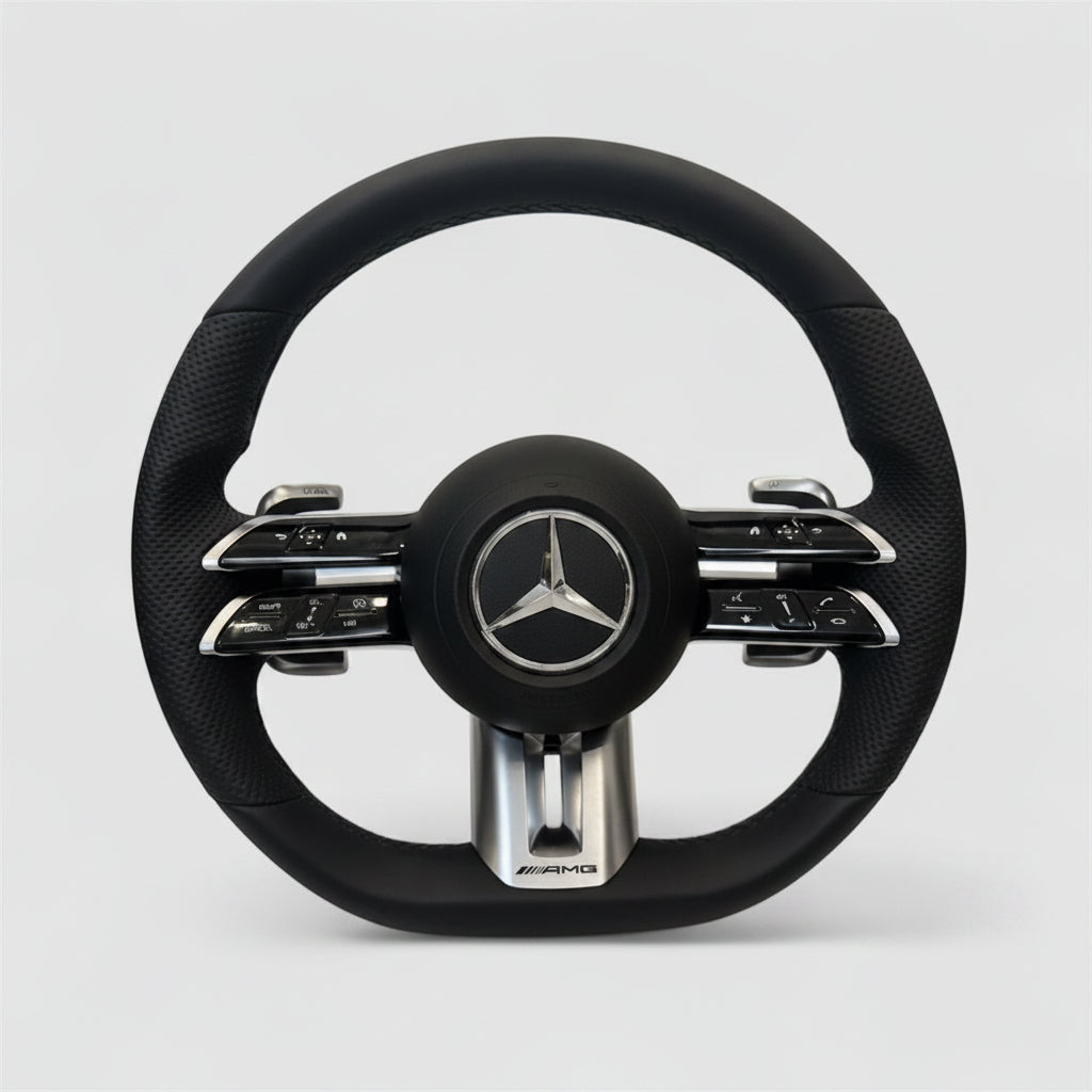 Lenkrad Mercedes AMG Doppelspeiche – Nappaleder Piano Black - Vue 2