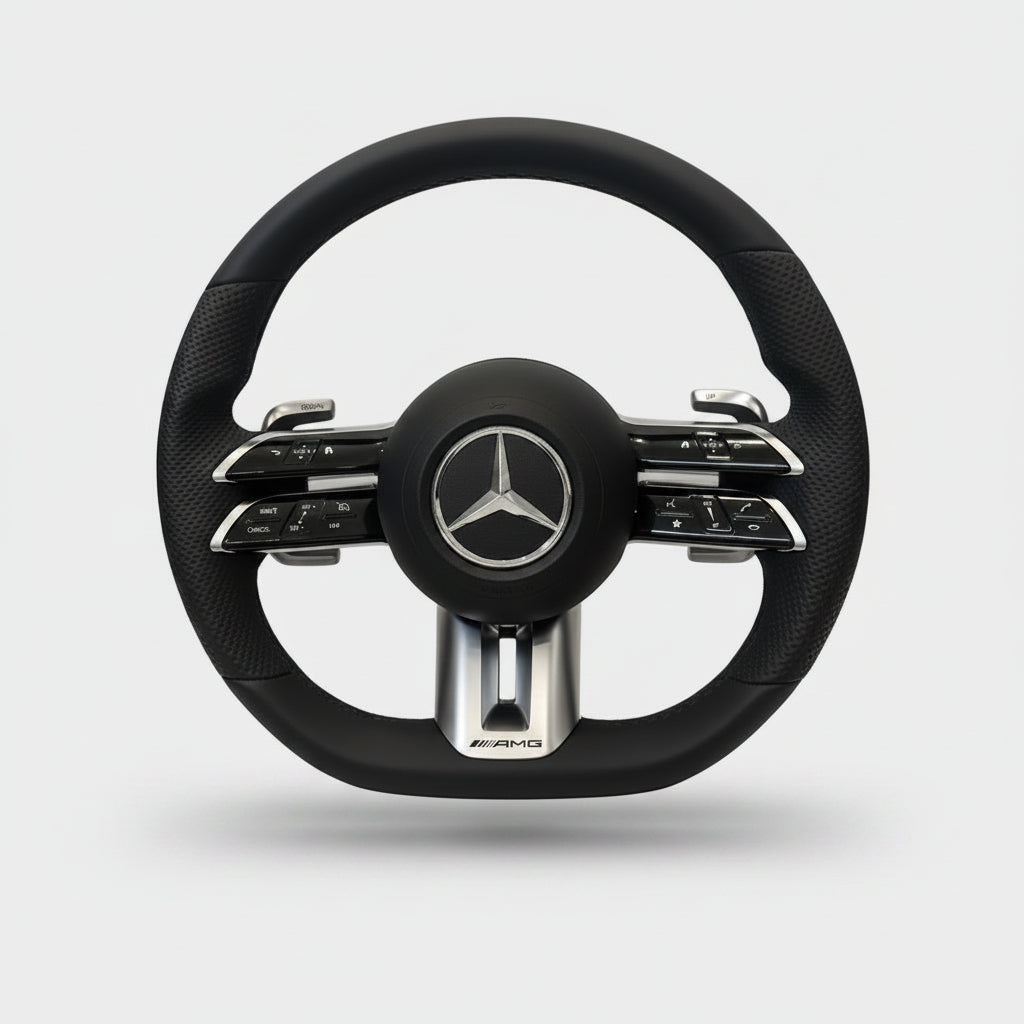 Lenkrad Mercedes AMG Doppelspeiche – Nappaleder Piano Black - Vue 4