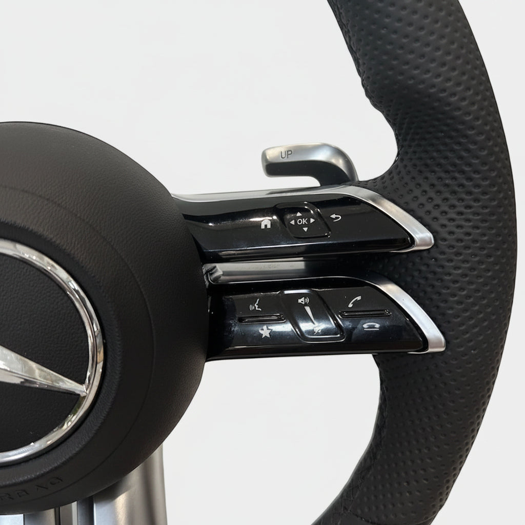 Lenkrad Mercedes AMG Doppelspeiche – Nappaleder Piano Black - Vue 6