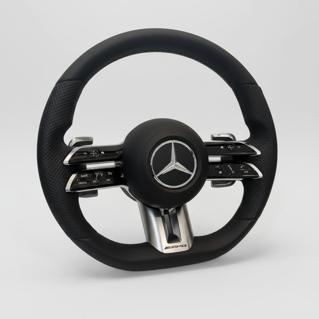 Lenkrad Mercedes AMG Doppelspeiche – Nappaleder Piano Black - Vue 3