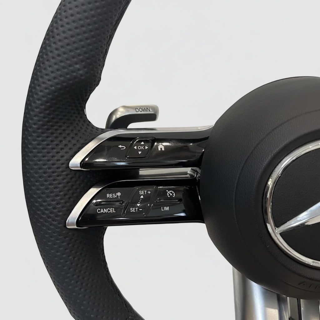 Lenkrad Mercedes AMG Doppelspeiche – Nappaleder Piano Black - Vue 5